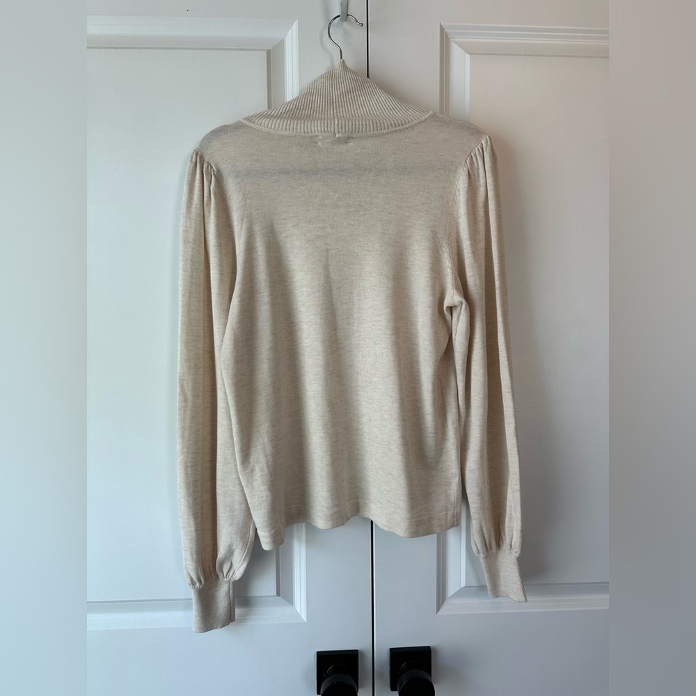 Lilla P Women’s Puff Sleeve Turtleneck Oatmeal NWT (Size M) - Picture 2 of 10